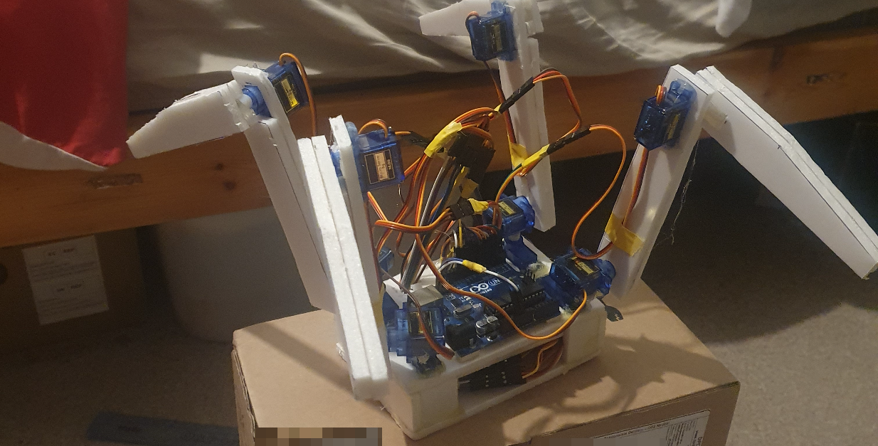 Side view of the first miniature quadruped robot